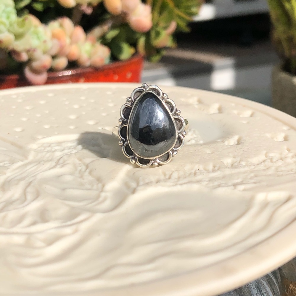 Hematite Sterling Silver Ring Sz 8